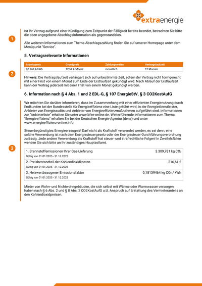 Musterbeispiel Jahresrechnung Seite 4 Gas - Privat