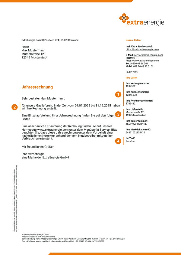 Musterbeispiel Jahresrechnung Seite 5 Gas - Privat