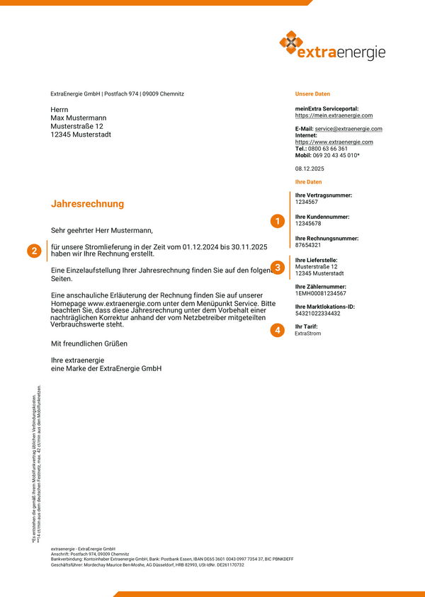 Musterbeispiel Jahresrechnung Seite 1 Strom - Privat