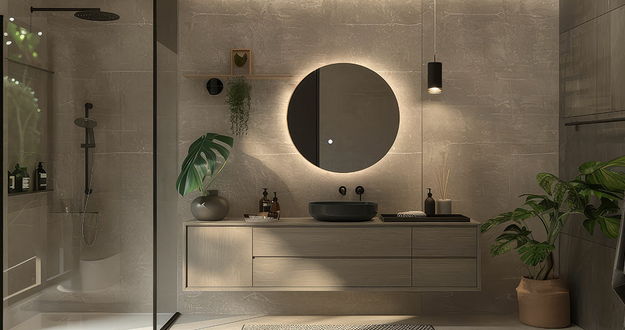 Modernes Badinterieur für Thema Bad und Therme